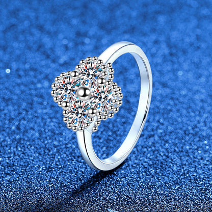 [Aetheris]ELEGANTER VIERBLÄTTRIGER KLEE MOISSANIT RING