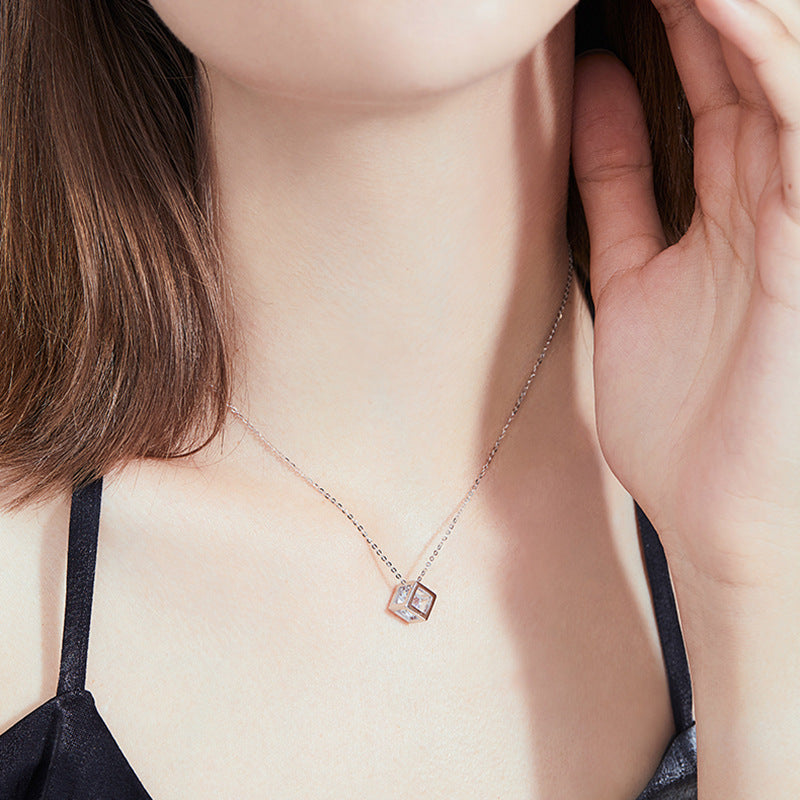 [Aetheris]GEOMETRIC SUGAR-CUBE MOISSANITE NECKLACE
