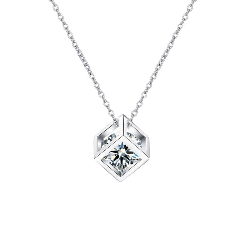 [Aetheris]GEOMETRIC SUGAR-CUBE MOISSANITE NECKLACE