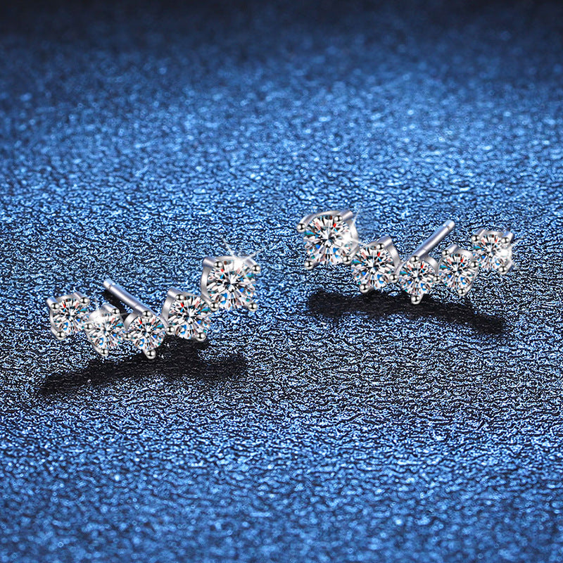 [Aetheris]SPARKLING SMILE ARC MOISSANITE STUD EARRINGS