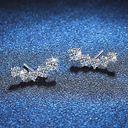 [Aetheris]SPARKLING SMILE ARC MOISSANITE STUD EARRINGS
