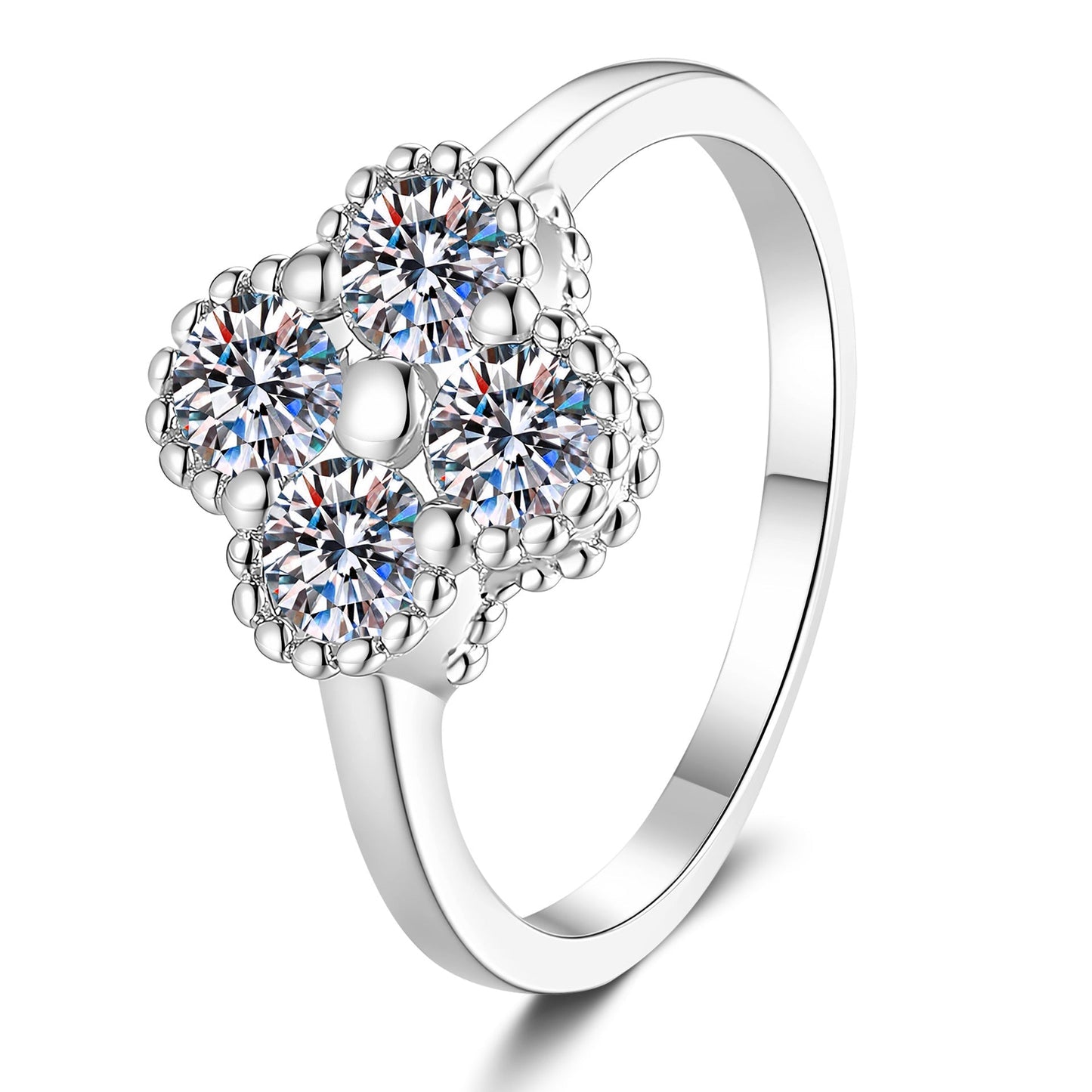 [Aetheris]ELEGANTER VIERBLÄTTRIGER KLEE MOISSANIT RING
