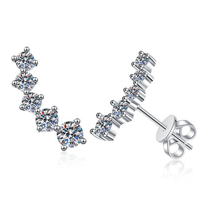 [Aetheris]SPARKLING SMILE ARC MOISSANITE STUD EARRINGS