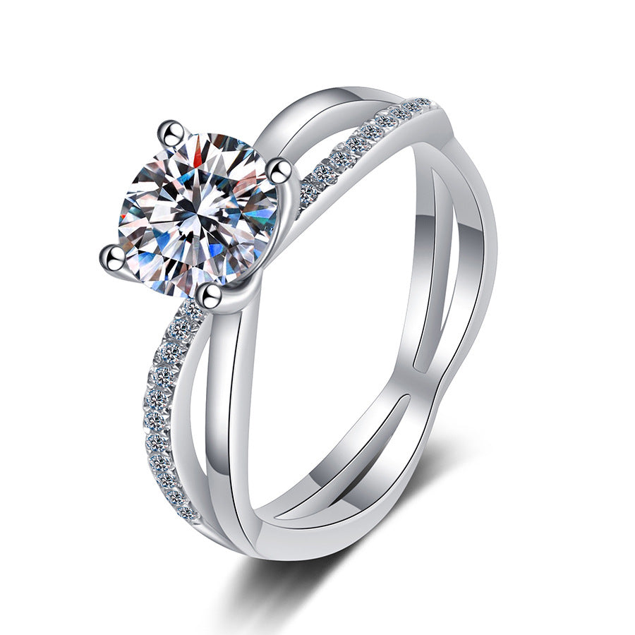 [Aetheris]ELEGANTER KREUZWEISER 4-KRALLEN-VERLOBUNGSRING MIT MOISSANIT