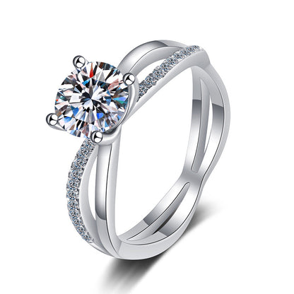 [Aetheris]ELEGANTER KREUZWEISER 4-KRALLEN-VERLOBUNGSRING MIT MOISSANIT