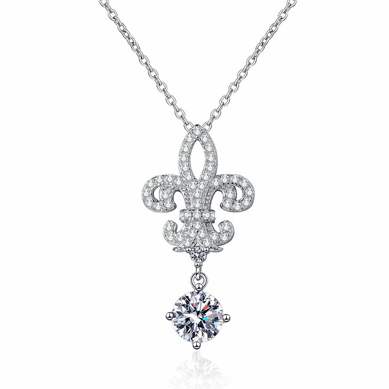 [Aetheris]ROYAL FLEUR-DE-LIS MOISSANITE PENDANT NECKLACE