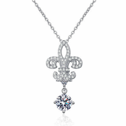 [Aetheris]ROYAL FLEUR-DE-LIS MOISSANITE PENDANT NECKLACE