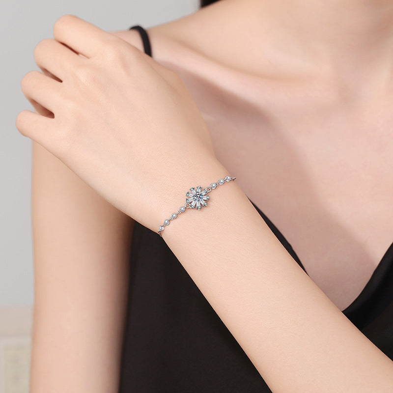 [Aetheris]STRAHLENDES EISIGES KRISTALL-SONNENBLUMEN-MOISSANIT-ARMBAND