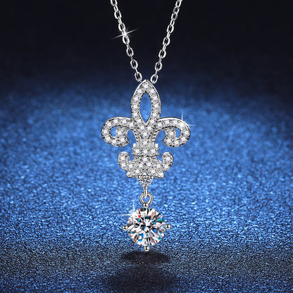 [Aetheris]ROYAL FLEUR-DE-LIS MOISSANITE PENDANT NECKLACE