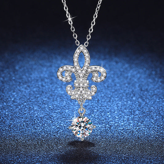 [Aetheris]ROYAL FLEUR-DE-LIS MOISSANITE PENDANT NECKLACE
