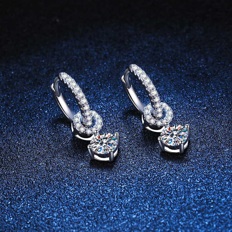 [Aetheris]INTERLOCKING DOUBLE RING MOISSANITE DROP EARRINGS