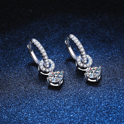[Aetheris]INTERLOCKING DOUBLE RING MOISSANITE DROP EARRINGS