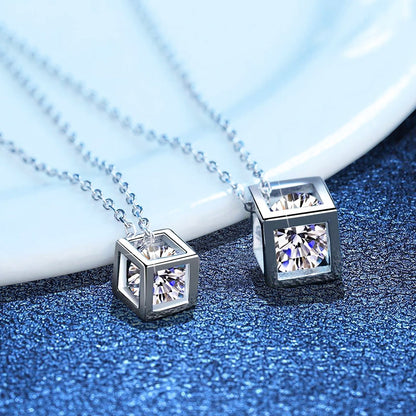 [Aetheris]GEOMETRIC SUGAR-CUBE MOISSANITE NECKLACE