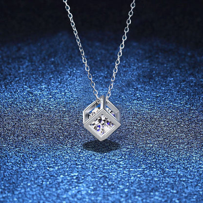 [Aetheris]GEOMETRIC SUGAR-CUBE MOISSANITE NECKLACE