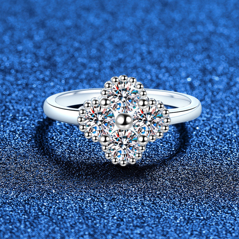 [Aetheris]ELEGANTER VIERBLÄTTRIGER KLEE MOISSANIT RING