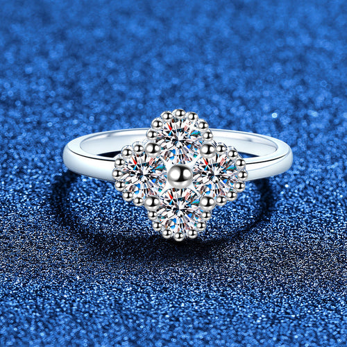 [Aetheris]ELEGANTER VIERBLÄTTRIGER KLEE MOISSANIT RING