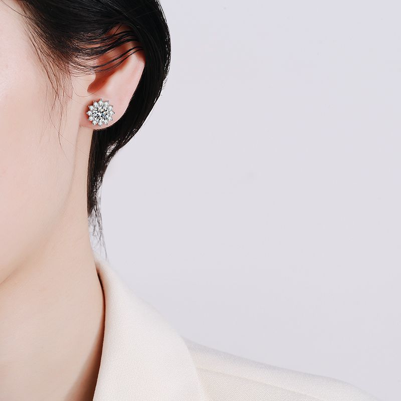 [Aetheris]BLOOMING SUNFLOWER MOISSANITE STUD EARRINGS
