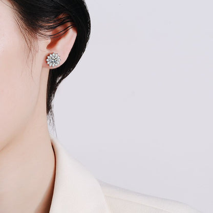 [Aetheris]BLOOMING SUNFLOWER MOISSANITE STUD EARRINGS