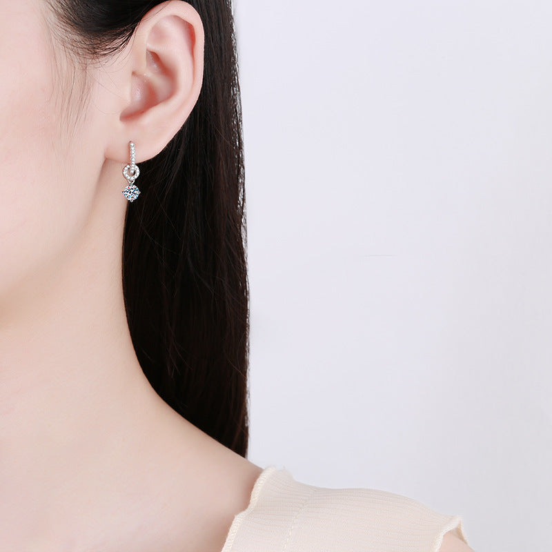 [Aetheris]INTERLOCKING DOUBLE RING MOISSANITE DROP EARRINGS