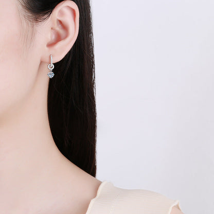 [Aetheris]INTERLOCKING DOUBLE RING MOISSANITE DROP EARRINGS