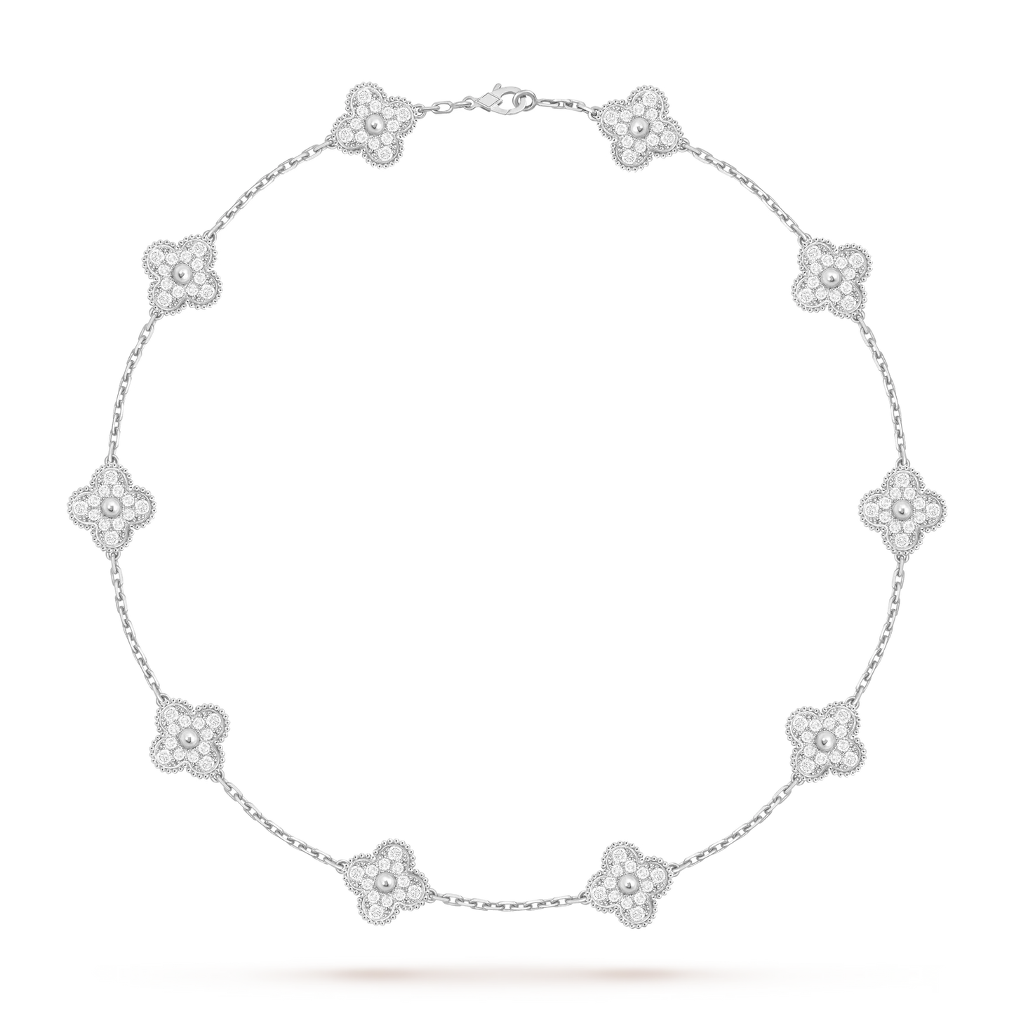 [Aetheris]CLASSIC LUCKY 10-MOTIF CLOVER NECKLACE WHITE GOLD COLLECTION