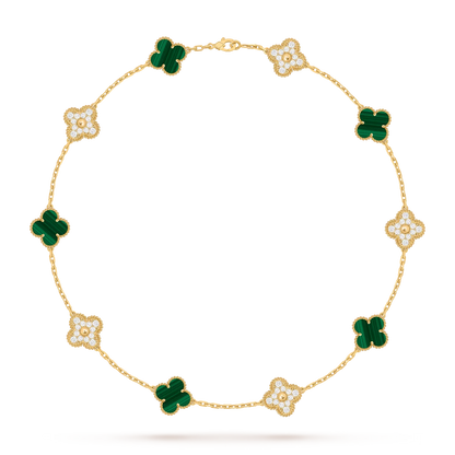 [Aetheris]KLASSISCHE GLÜCKS-KLEE-HALSKETTE MIT 10 MOTIVEN AUS DER GOLD-KOLLEKTION