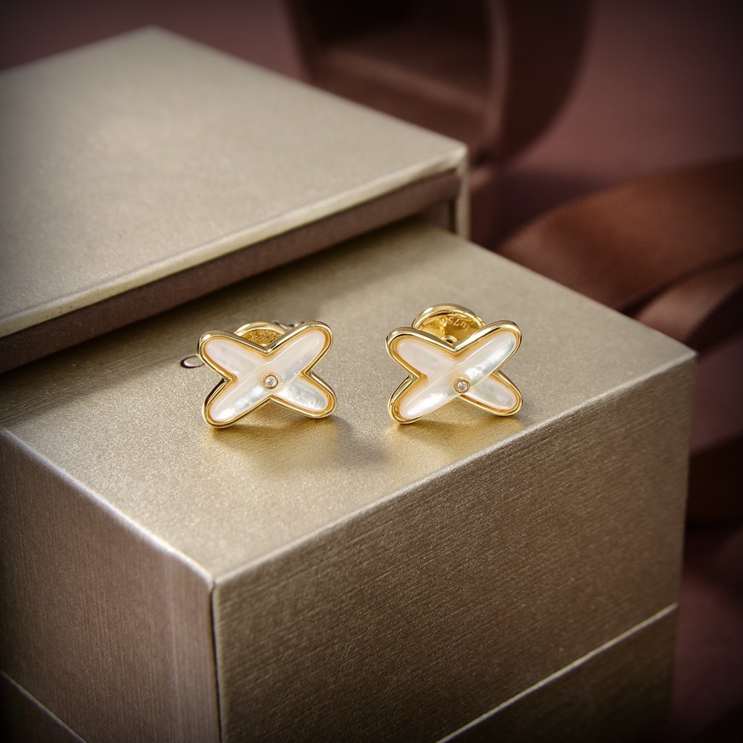 [Aetheris]JEUX DE WHITE MOP GOLD DIAMOND EARRINGS