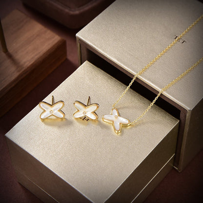 [Aetheris]JEUX DE WHITE MOP GOLD DIAMOND EARRINGS