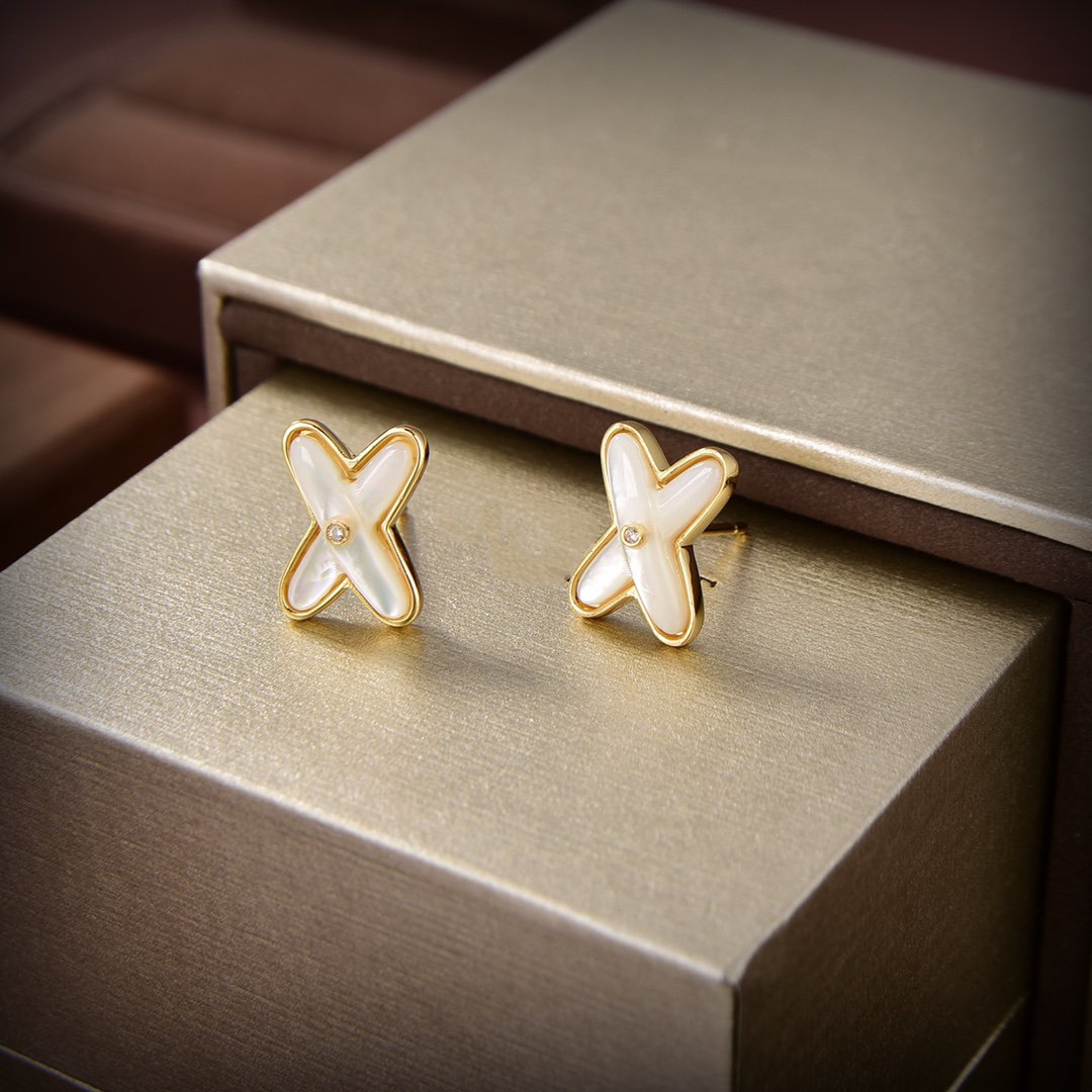 [Aetheris]JEUX DE WHITE MOP GOLD DIAMOND EARRINGS