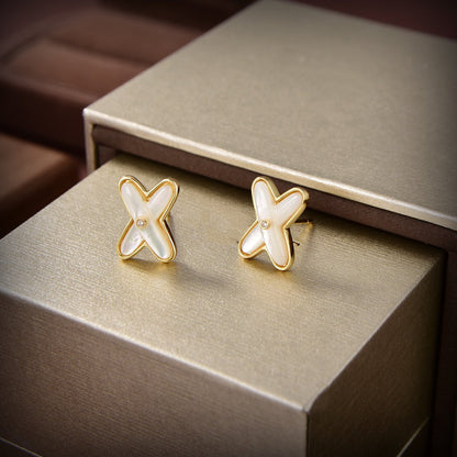 [Aetheris]JEUX DE WHITE MOP GOLD DIAMOND EARRINGS