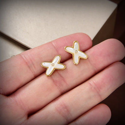 [Aetheris]JEUX DE WHITE MOP GOLD DIAMOND EARRINGS