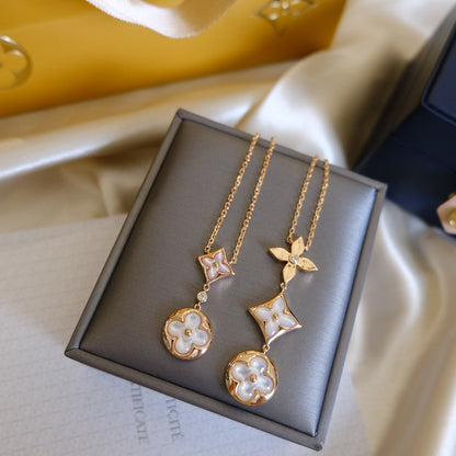 [Aetheris]COLOR BLOSSOM LARIAT HALSKETTE ROSEGOLD WEISSES PERLMUTT UND DIAMANT