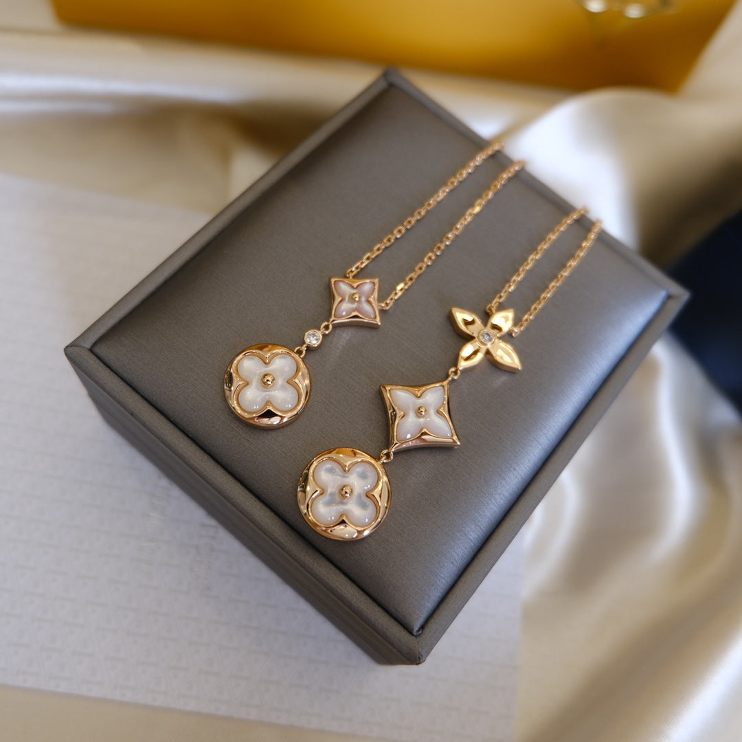 [Aetheris]COLOR BLOSSOM LARIAT HALSKETTE ROSEGOLD WEISSES PERLMUTT UND DIAMANT