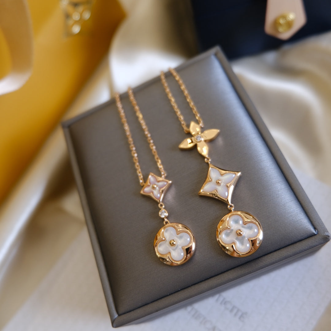 [Aetheris]COLOR BLOSSOM LARIAT HALSKETTE ROSEGOLD WEISSES PERLMUTT UND DIAMANT