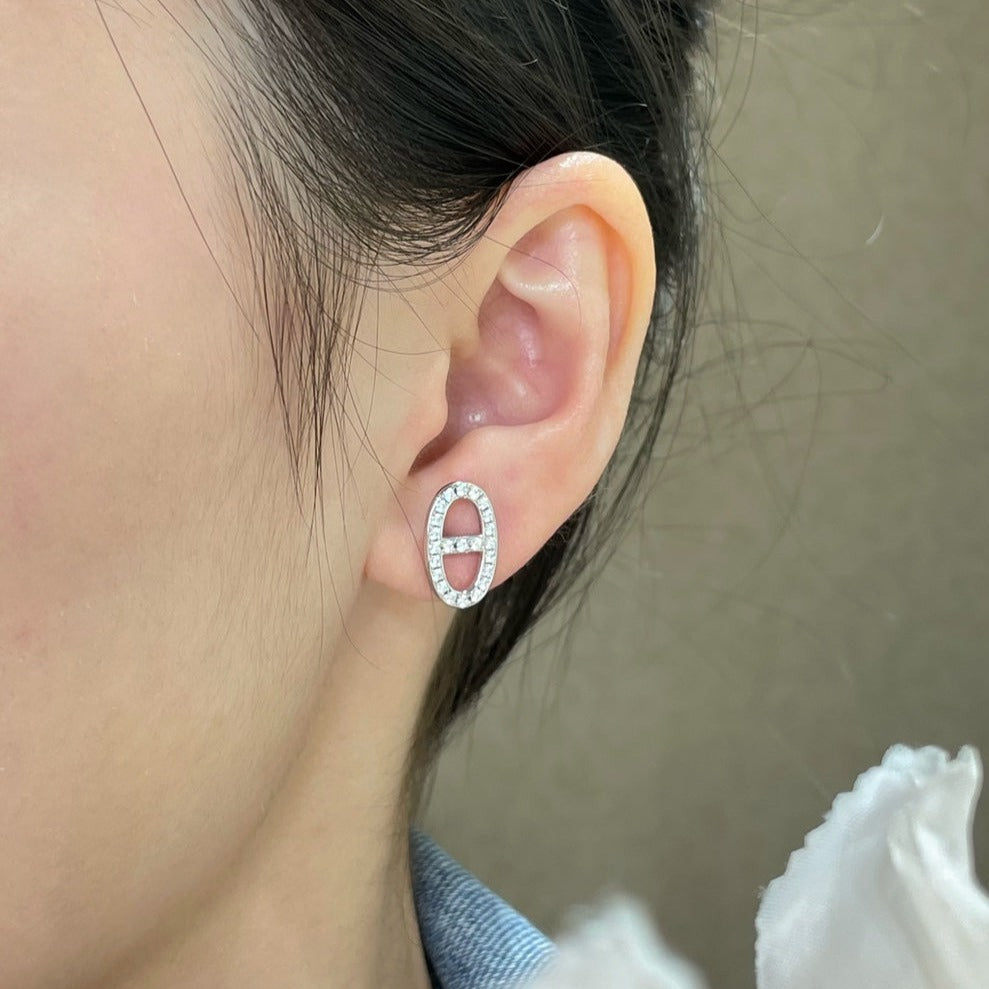 [Aetheris]HM FULL DIAMOND PIG NOSE STUD EARRINGS