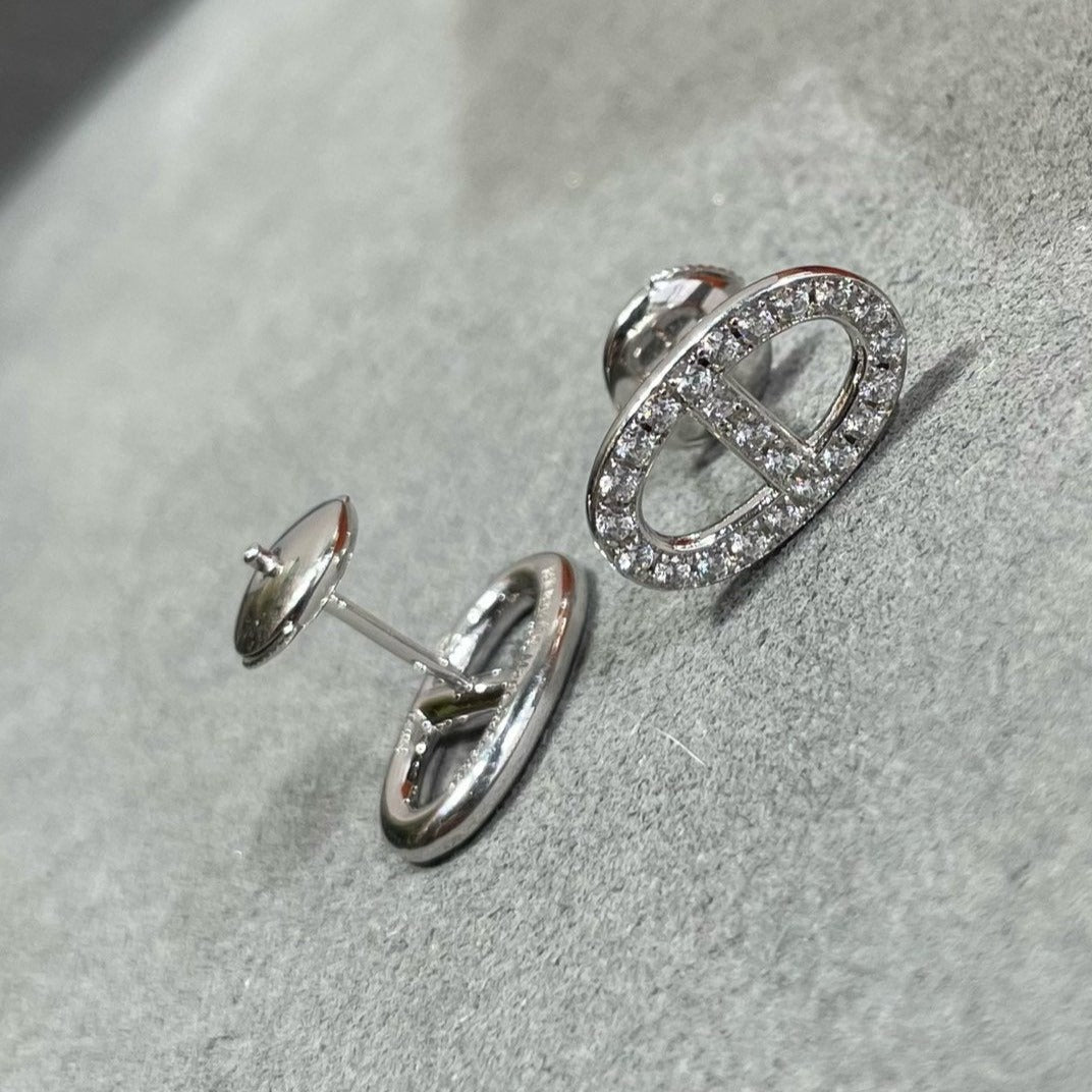 [Aetheris]HM FULL DIAMOND PIG NOSE STUD EARRINGS
