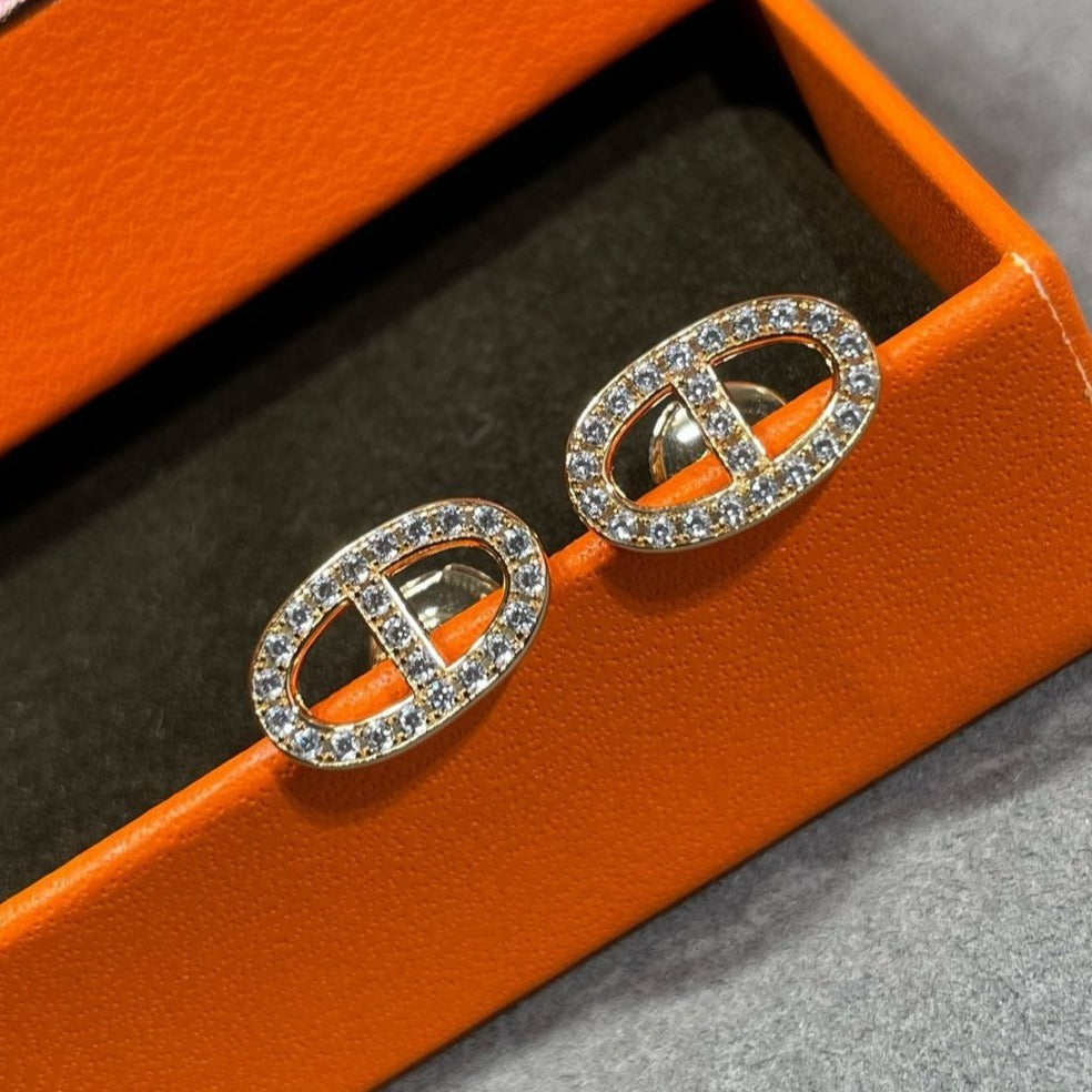 [Aetheris]HM FULL DIAMOND PIG NOSE STUD EARRINGS