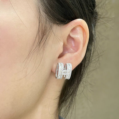 [Aetheris]H STUD EARRINGS WITH SILVER DIAMONDS