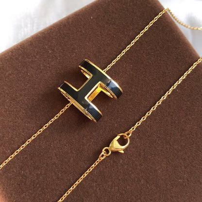 [Aetheris]HM CLIC BLACK ENAMEL GOLD NECKLACE