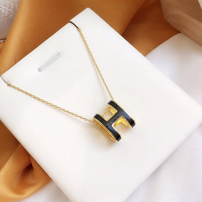 [Aetheris]HM CLIC BLACK ENAMEL GOLD NECKLACE