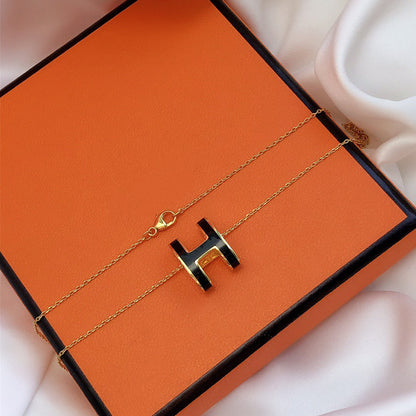 [Aetheris]HM CLIC BLACK ENAMEL GOLD NECKLACE