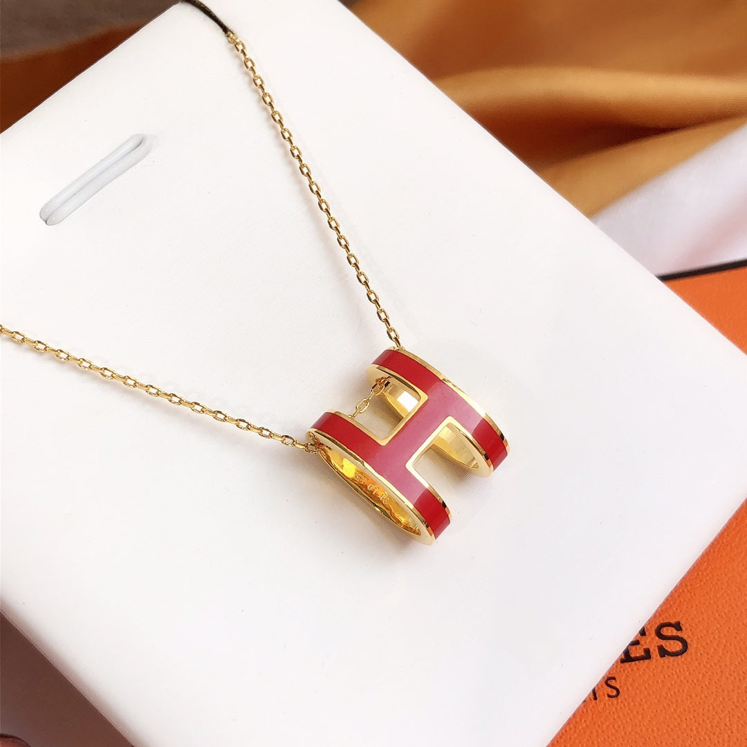 [Aetheris]HM CLIC ROT EMAILLIERTE GOLDHALSKETTE