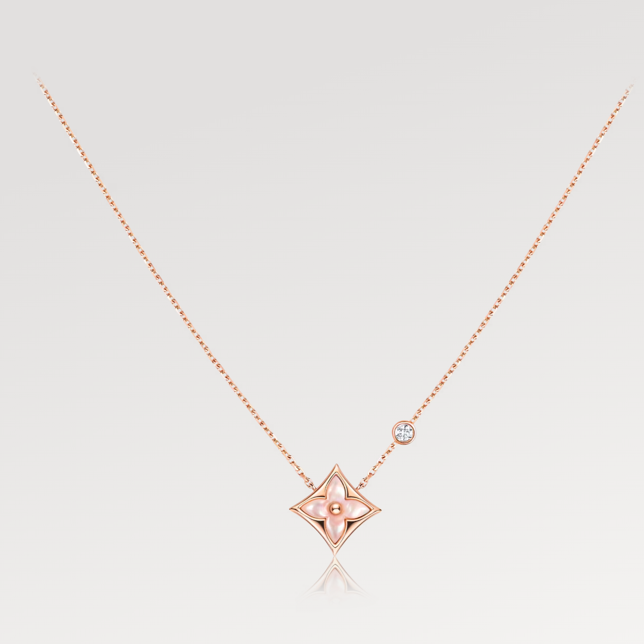 [Aetheris]STAR PINK MOP 1 DIAMOND ROSE GOLD NECKLACE
