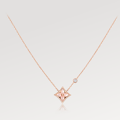 [Aetheris]STAR PINK MOP 1 DIAMOND ROSE GOLD NECKLACE