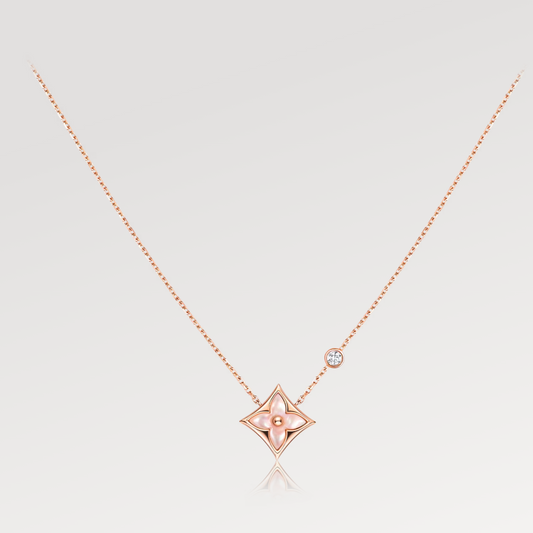 [Aetheris]STAR PINK MOP 1 DIAMOND ROSE GOLD NECKLACE