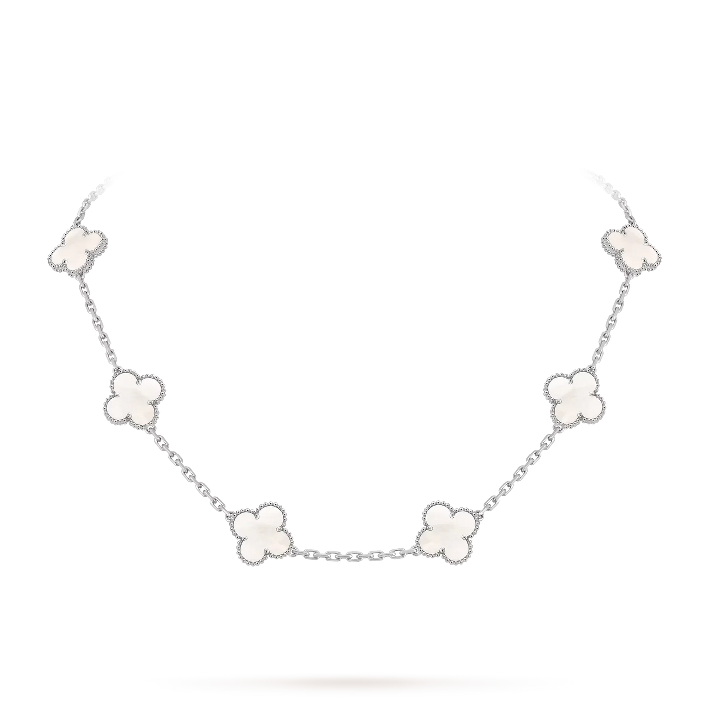 [Aetheris]CLASSIC LUCKY 10-MOTIF CLOVER NECKLACE WHITE GOLD COLLECTION