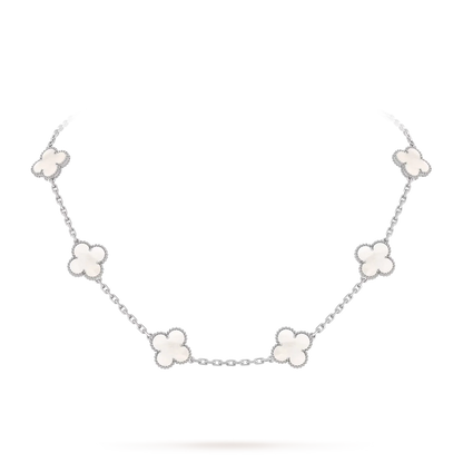 [Aetheris]CLASSIC LUCKY 10-MOTIF CLOVER NECKLACE WHITE GOLD COLLECTION