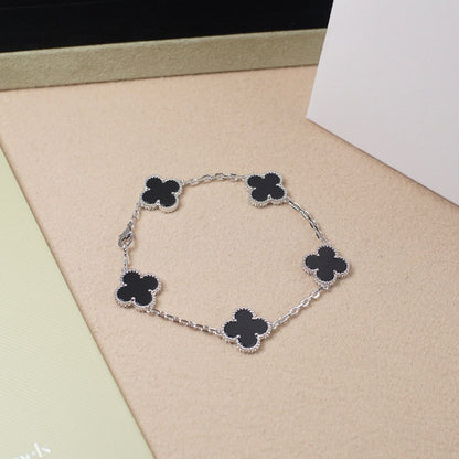 [Aetheris]LUCKY CLOVER 5-MOTIV-ARMBAND – BLACK ONYX KOLLEKTION