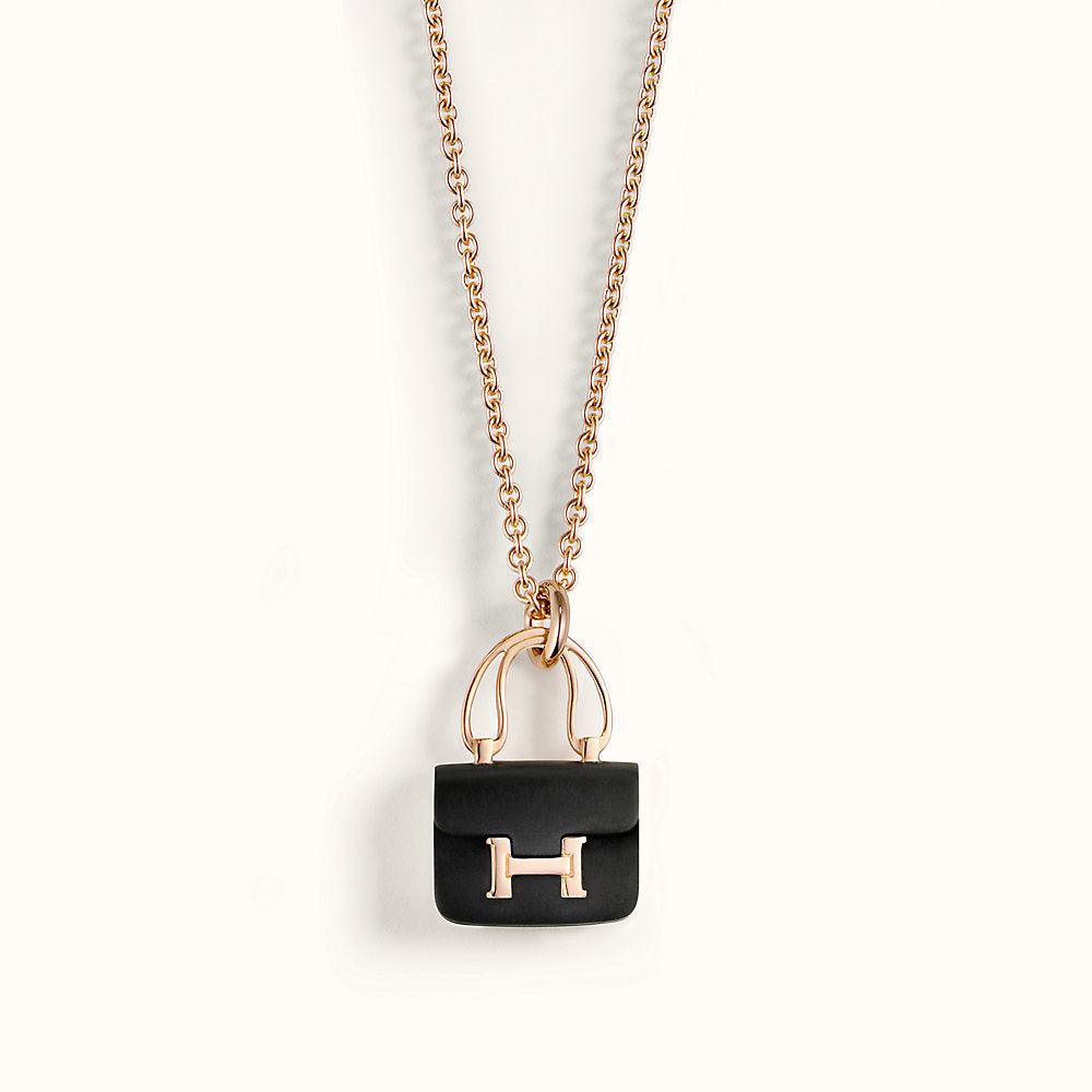 [Aetheris]CONSTANCE BLACK PEDANT ROSE GOLD NECKLACE