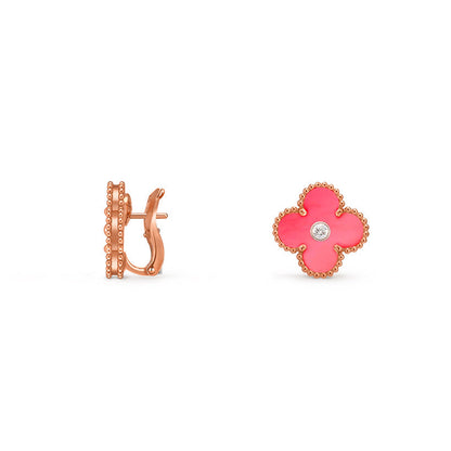 [Aetheris]15MM KLEEBLÜTEN OHRSTECKER DIAMANT-ROSÉGOLD KOLLEKTION